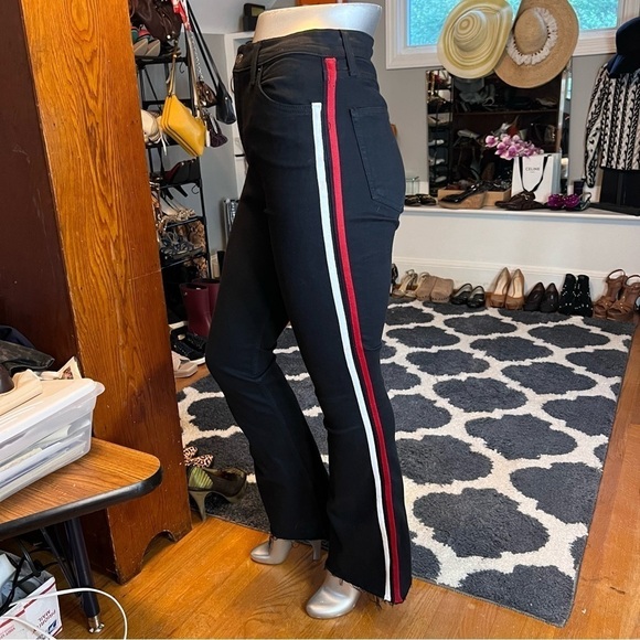 Topshop Jean Joni Flare Moto Black Denim High Waist Side Stripe Size:28 - Picture 6 of 9